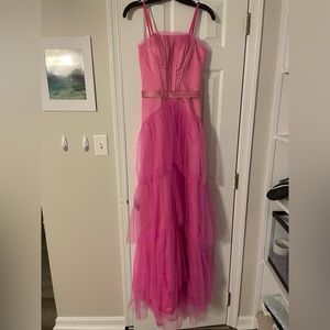 pink dress with layered ruffles